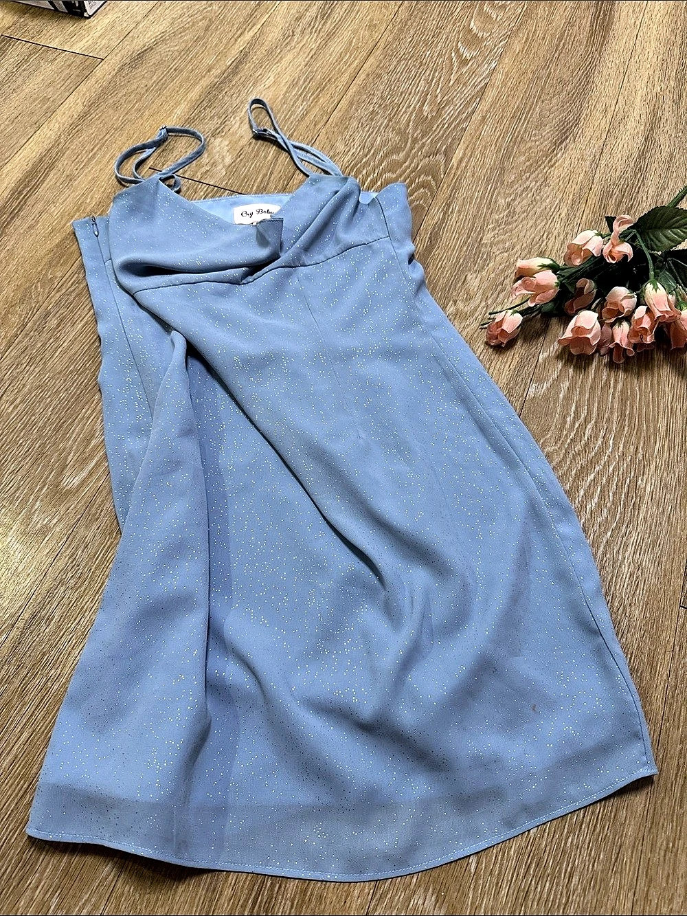 Cry Baby Glitter Blue Spaghetti Strap Dress Size S Like New